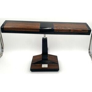 Vintage 18" MCM Desk Lamp 1979 Inter-World #402 Gooseneck Woodgrain/Metal Tested